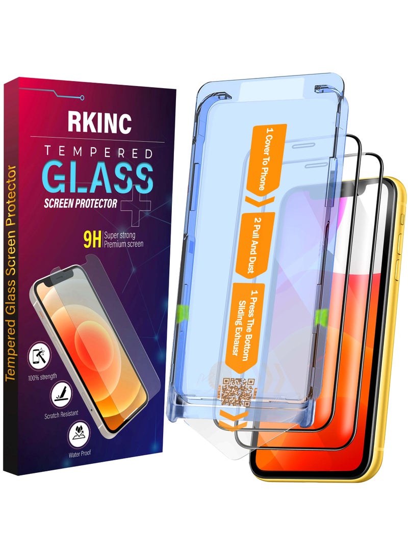 RKINC Screen Protector [2-Pack] for iPhone 12, 12 Pro [Automatic Installation] Tempered Glass HD [10X Military Grade Protection] Scratch-Resistant, Shatter-Proof - Image 1